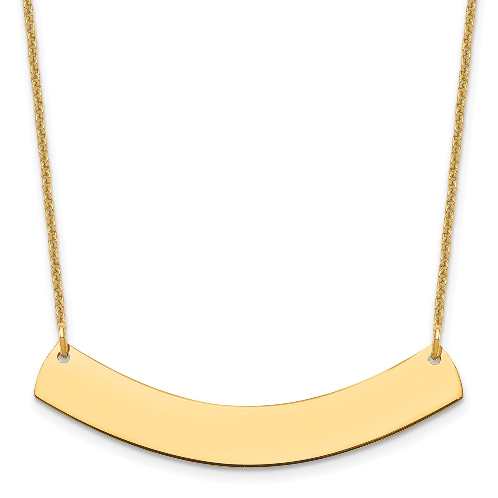 10k Yellow Gold Medium Curved Blank Bar Necklace (10XNA1205Y)
