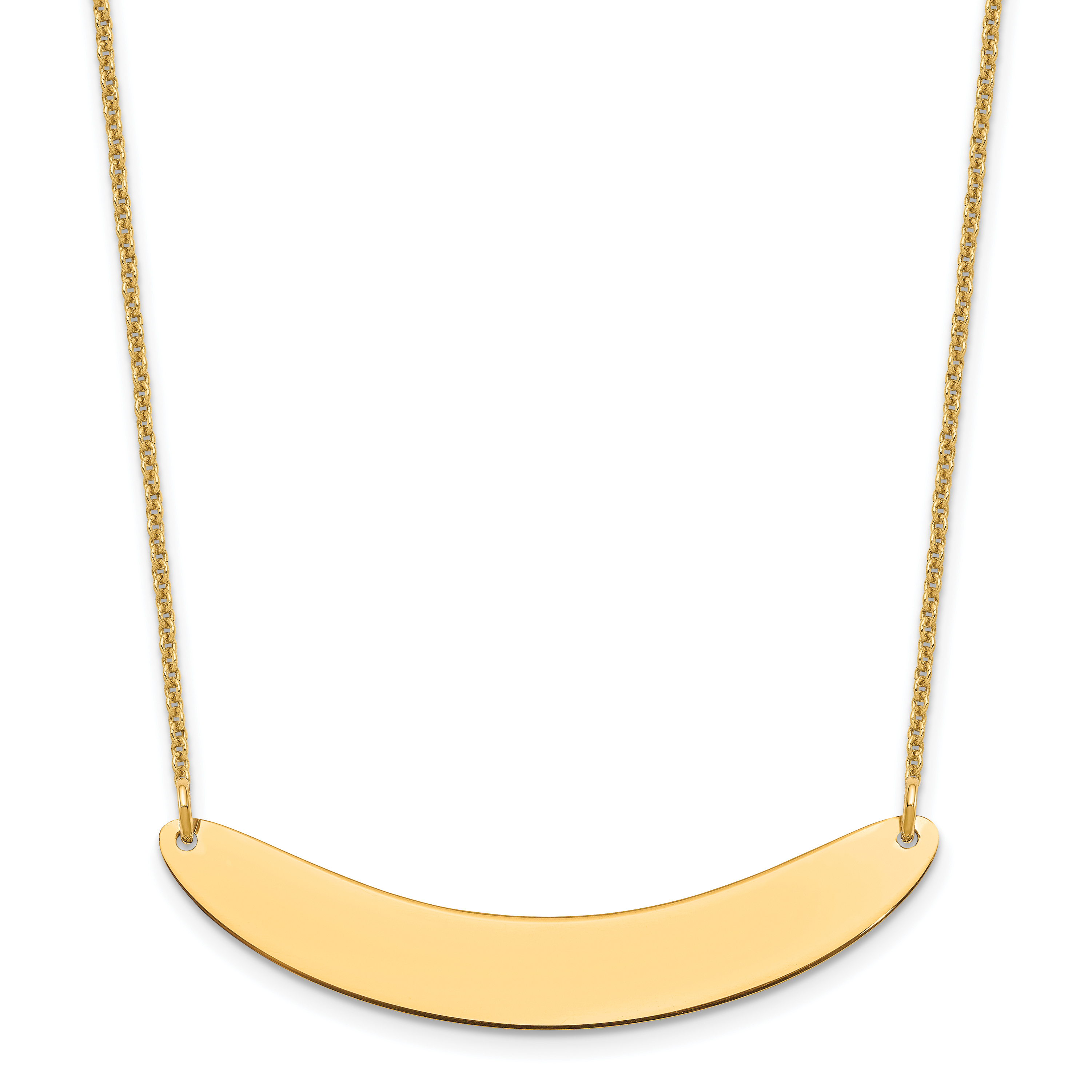 10k Yellow Gold Medium Curved Blank Bar Necklace (10XNA1206Y)