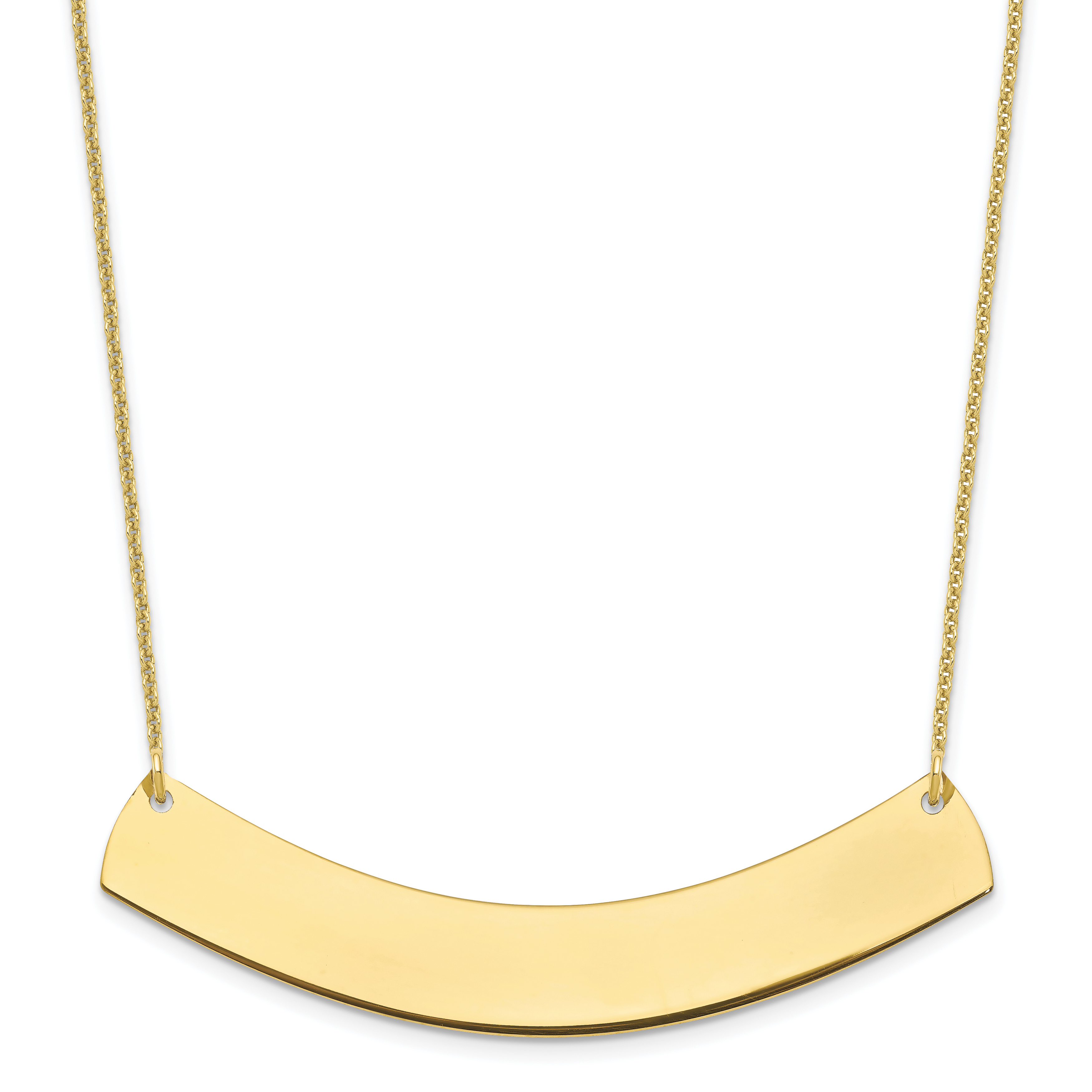 10k Yellow Gold Large Curved Blank Bar Necklace (10XNA1210Y)
