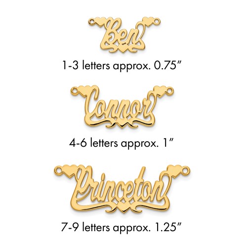 10k Yellow Gold Polished Hearts Name Plate