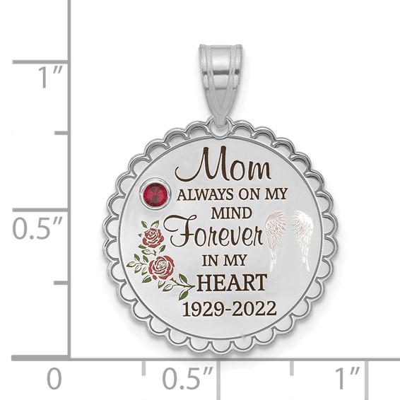 10k White Gold FOREVER IN MY HEART with Birthstone Pendant