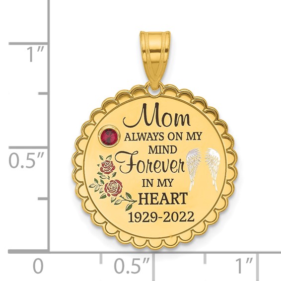 10k Yellow Gold FOREVER IN MY HEART with Birthstone Pendant