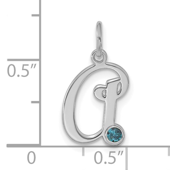 10k White Gold Initial with Birthstone Charm