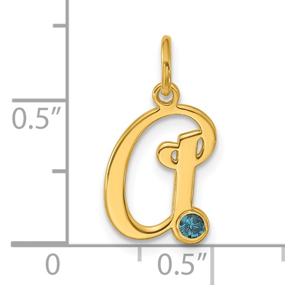 10k Yellow Gold  Initial with Birthstone Charm