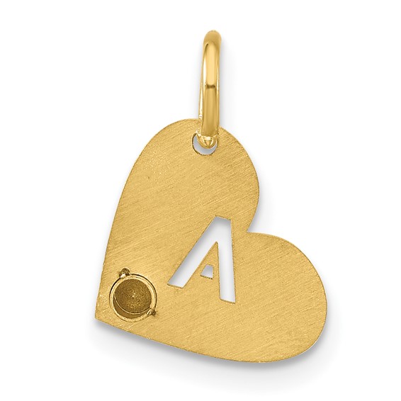 10k Yellow Gold Cut-out Initial Heart with Birthstone Charm