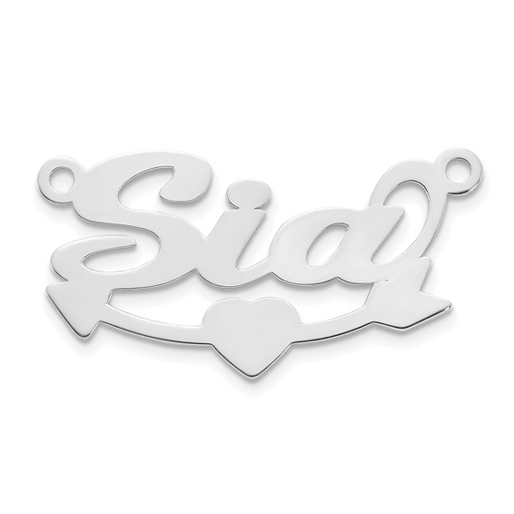 10k White Gold Heart and Arrow Name Plate