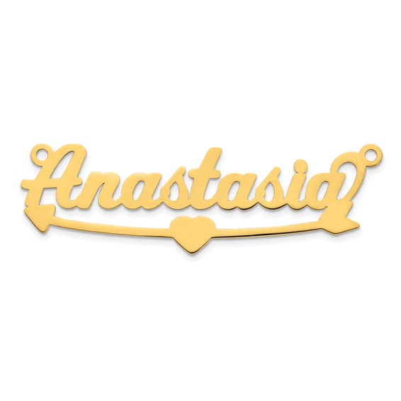10k Yellow Gold Heart and Arrow Name Plate