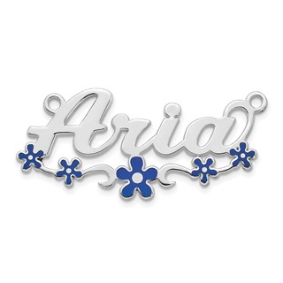 10k White Gold Epoxy Flower Name Plate