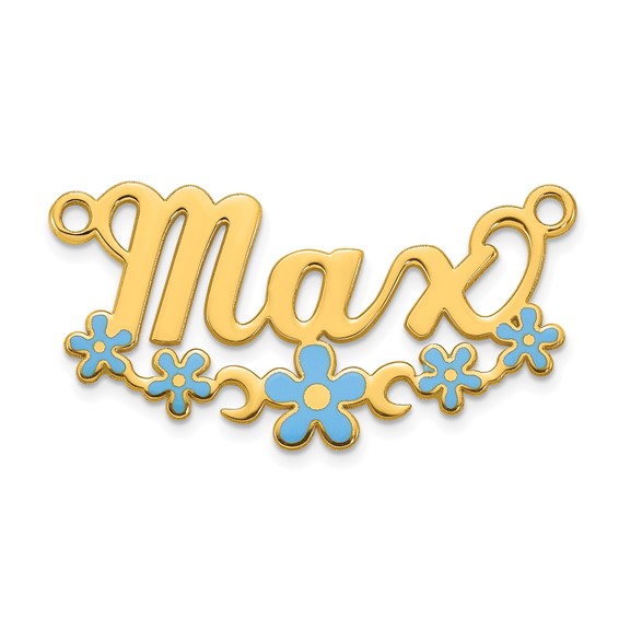 10k Yellow Gold Epoxy Flower Name Plate