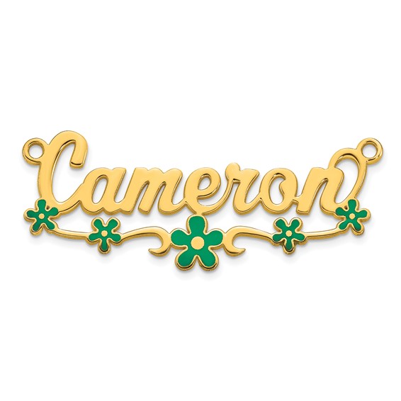 10k Yellow Gold Epoxy Flower Name Plate