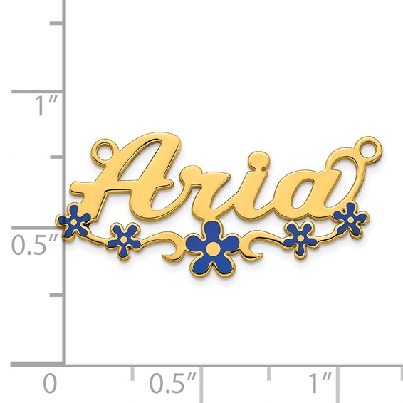 10k Yellow Gold Epoxy Flower Name Plate