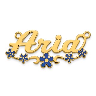 10k Yellow Gold Epoxy Flower Name Plate