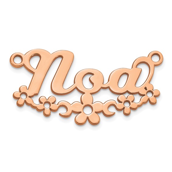10k Rose Gold Flower Name Plate