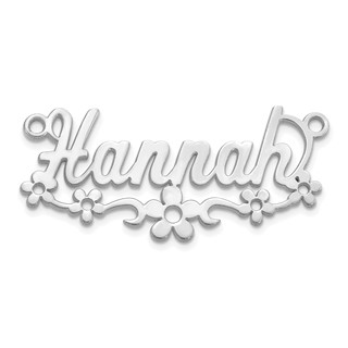 10k White Gold Flower Name Plate