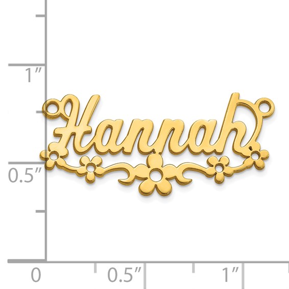 10k Yellow Gold Flower Name Plate