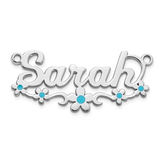 10k White Gold Epoxy Flower Name Plate