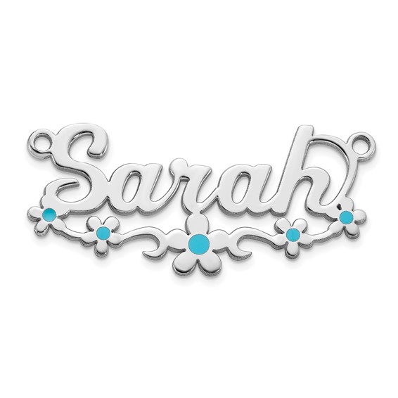 10k White Gold Epoxy Flower Name Plate