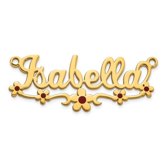10k Yellow Gold Epoxy Flower Name Plate