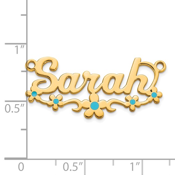 10k Yellow Gold Epoxy Flower Name Plate