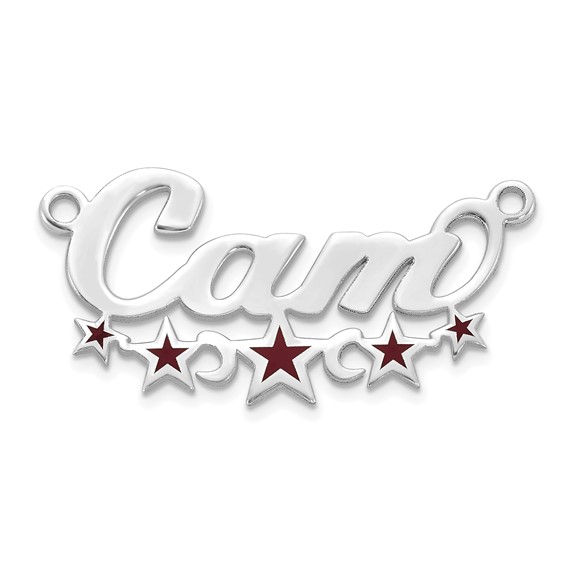 10k White Gold Epoxy Stars Name Plate