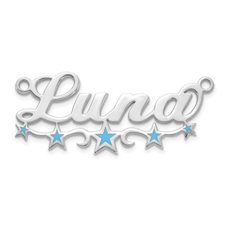 10k White Gold Epoxy Stars Name Plate