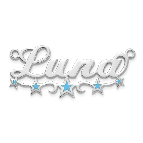 10k White Gold Epoxy Stars Name Plate