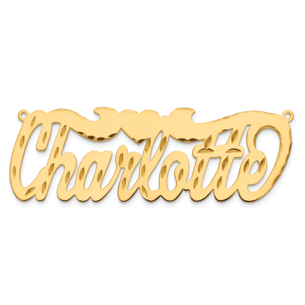 10K Yellow Gold Diamond-cut Heart Name Plate