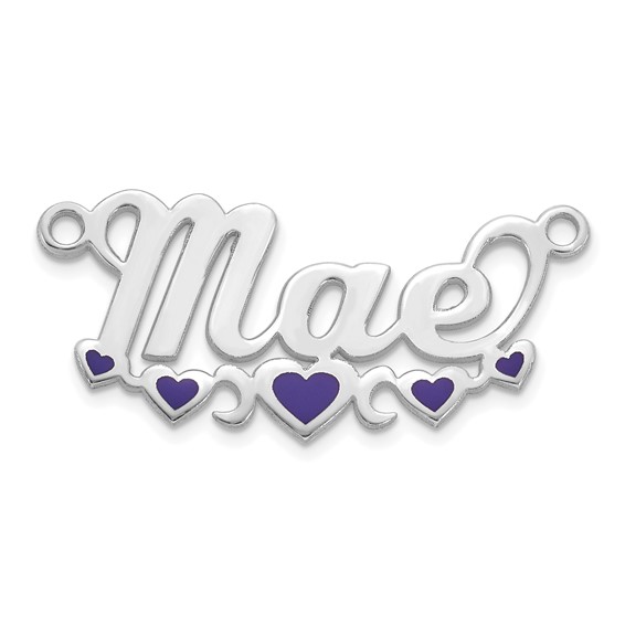 10k White Gold Epoxy Hearts Name Plate