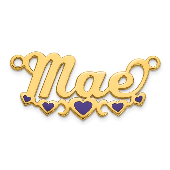 10k Yellow Gold Epoxy Hearts Name Plate