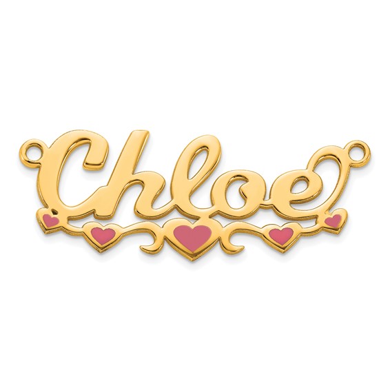 10k Yellow Gold Epoxy Hearts Name Plate