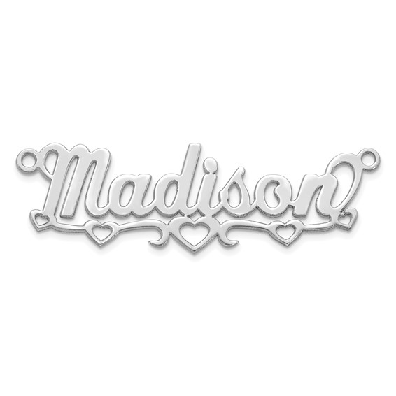 10k White Gold Cut-out Hearts Name Plate