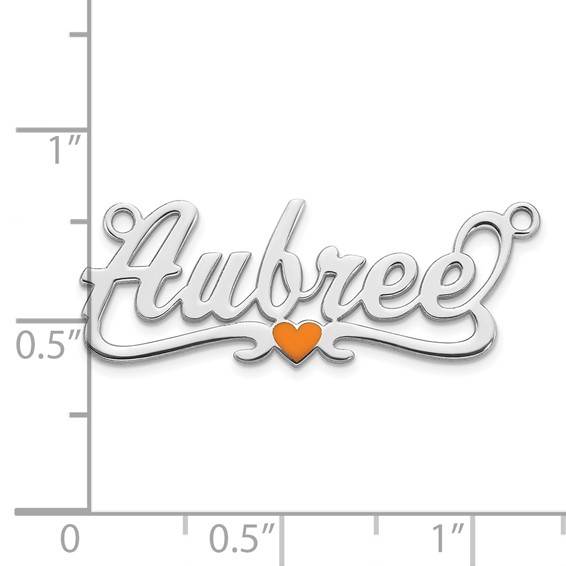 10k White Gold Epoxy Heart Name Plate