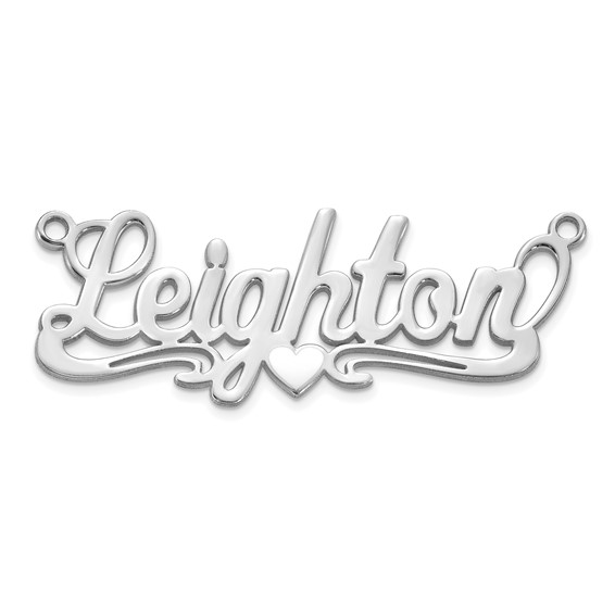 10k White Gold Epoxy Heart Name Plate