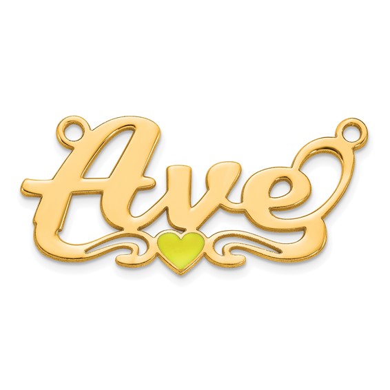 10k Yellow Gold Epoxy Heart Name Plate