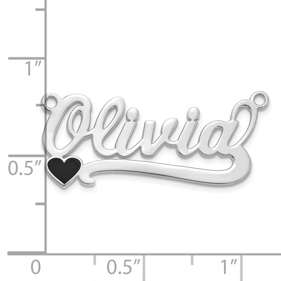 10k White Gold Epoxy Heart Name Plate