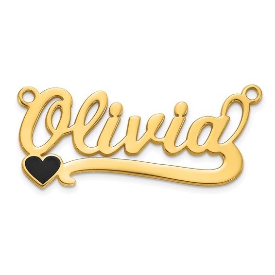 10k Yellow Gold Epoxy Heart Name Plate