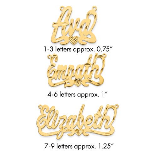 10K Yellow Gold Diamond-cut Heart Name Plate