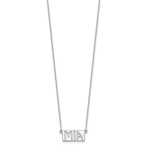 10k White Gold 1-3 Letter cut-out Name Bar Necklace