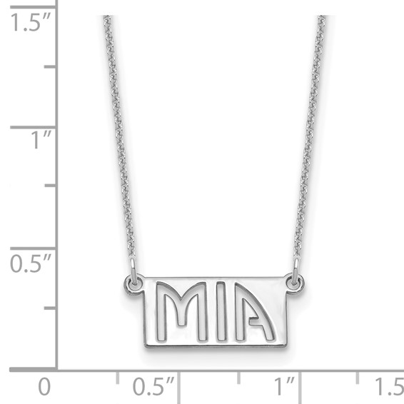 10k White Gold 1-3 Letter cut-out Name Bar Necklace