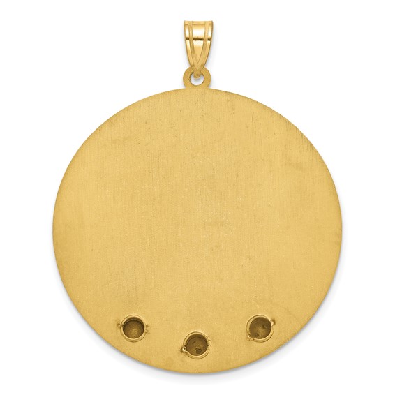 10k Yellow Gold Circle w/3 Birth Flower and Birthstone Pendant