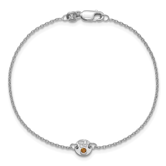 10k White Gold 1 Disc with Initial and Birthstone Bracelet