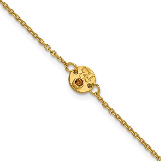 10k Yellow Gold 1 Disc with Initial and Birthstone Bracelet