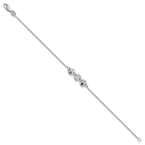 10k White Gold 3 Disc with Initial and Birthstone Bracelet