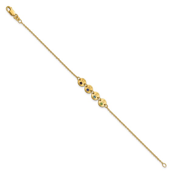 10k Yellow Gold 4 Disc with Initial and Birthstone Bracelet