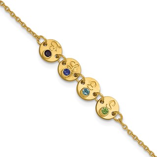 10k Yellow Gold 4 Disc with Initial and Birthstone Bracelet