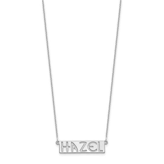 10k White Gold 4-6 Letter cut-out Name Bar Necklace