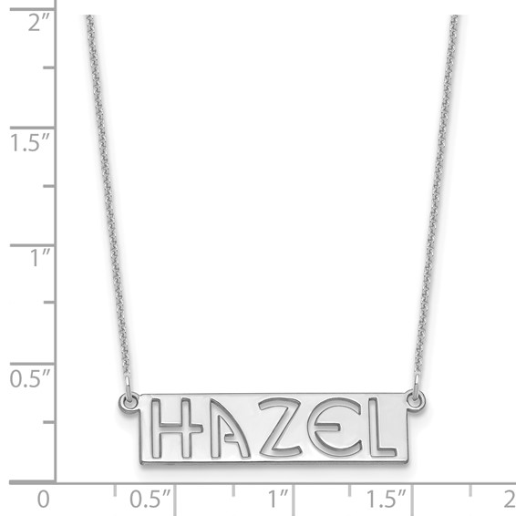 10k White Gold 4-6 Letter cut-out Name Bar Necklace