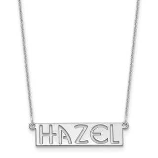 10k White Gold 4-6 Letter cut-out Name Bar Necklace