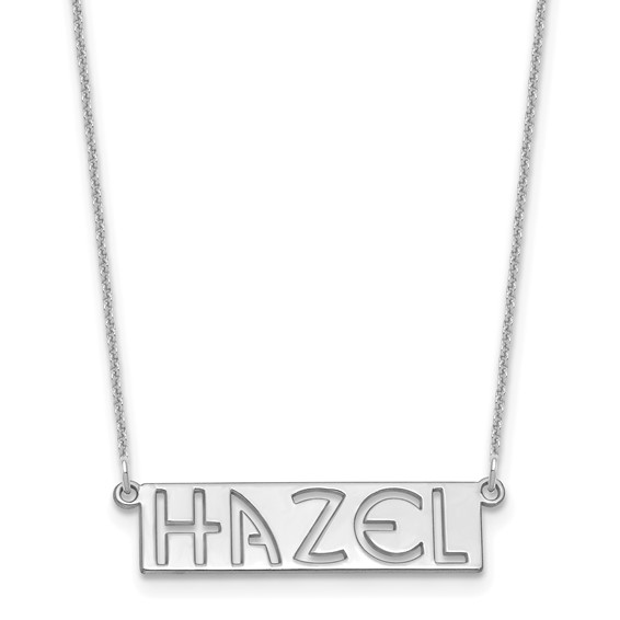10k White Gold 4-6 Letter cut-out Name Bar Necklace