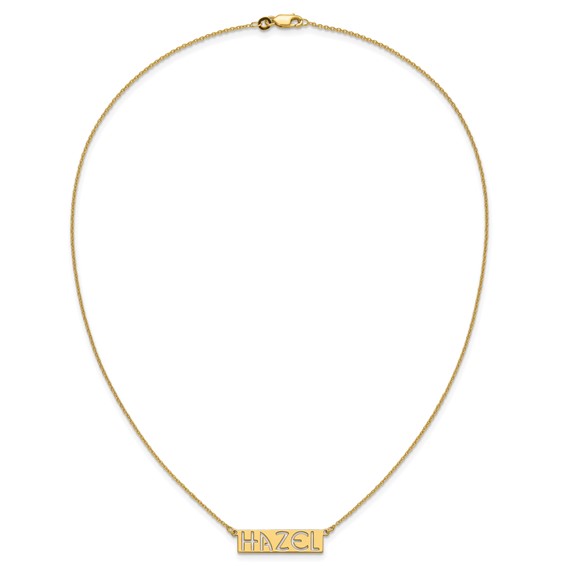 10k Yellow Gold 4-6 Letter cut-out Name Bar Necklace